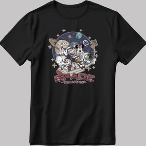 Mickey And Friends Space Mountain Short Sleeve White-Black Men&#39;s / Women&#39;s T Shirt N160