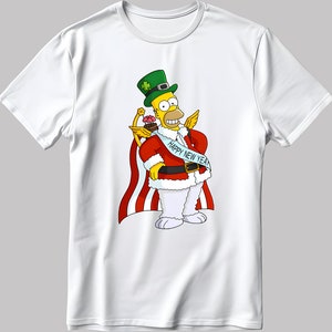 Camiseta de manga corta blanca y negra para hombre/mujer de Los Simpsons, dibujo de Homer Simpson L319