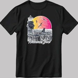 Amity Island Welcomes You Jaws Short Sleeve White-Black Men&#39;s / Women&#39;s T Shirt K057