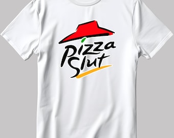 Funny Parody Pizza Shirt, Short Sleeve White-Black Men's / Women's T Shirt K1111