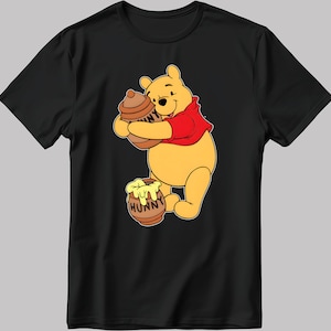 Disney Winnie the Pooh, Short Sleeve White-Black Men&#39;s / Women&#39;s T Shirt L902