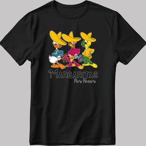 Three Caballeros Mexico, Margaritas Por Favor, Short Sleeve White-Black Men&#39;s / Women&#39;s T Shirt L326