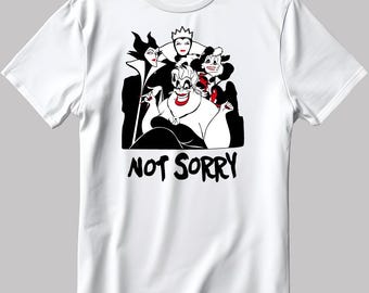Disney Villains "Not Sorry" Short Sleeve White-Black Men's / Women's T Shirt DE585