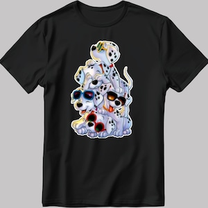 101 Dalmatians Cartoon Characters, Short Sleeve White-Black Men's / Women's T Shirt F429