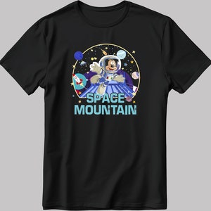 Space Mountain Mickey Short Sleeve White-Black Men&#39;s / Women&#39;s T Shirt N162