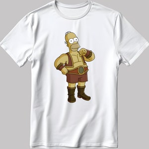 The Simpsons, Homer simpson drawing Short Sleeve White-Black Men&#39;s / Women&#39;s T Shirt L307