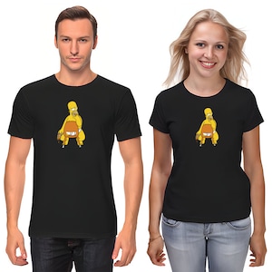 The Simpsons,Homer,Marge,Bart,Lisa Figure, Short Sleeve White-Black Men&#39;s / Women&#39;s T Shirt L049