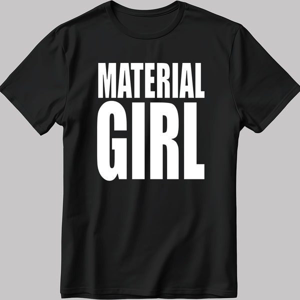 Madonna Material Girl 80er Jahre Kurzarmshirt Weiß-Schwarz Herren/ Damen E342