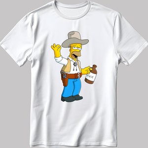 Camiseta de manga corta blanca y negra para hombre/mujer de Los Simpsons, dibujo de Homer Simpson L315