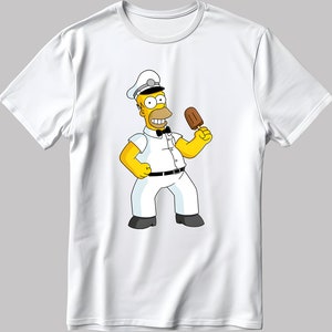 Les Simpsons, Homer simpson dessin T-shirt à manches courtes homme/femme blanc-noir L309