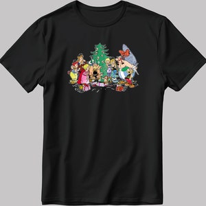 Asterix e Obelix, figura di personaggi famosi, maglietta da uomo/donna bianca-nera a maniche corte L389