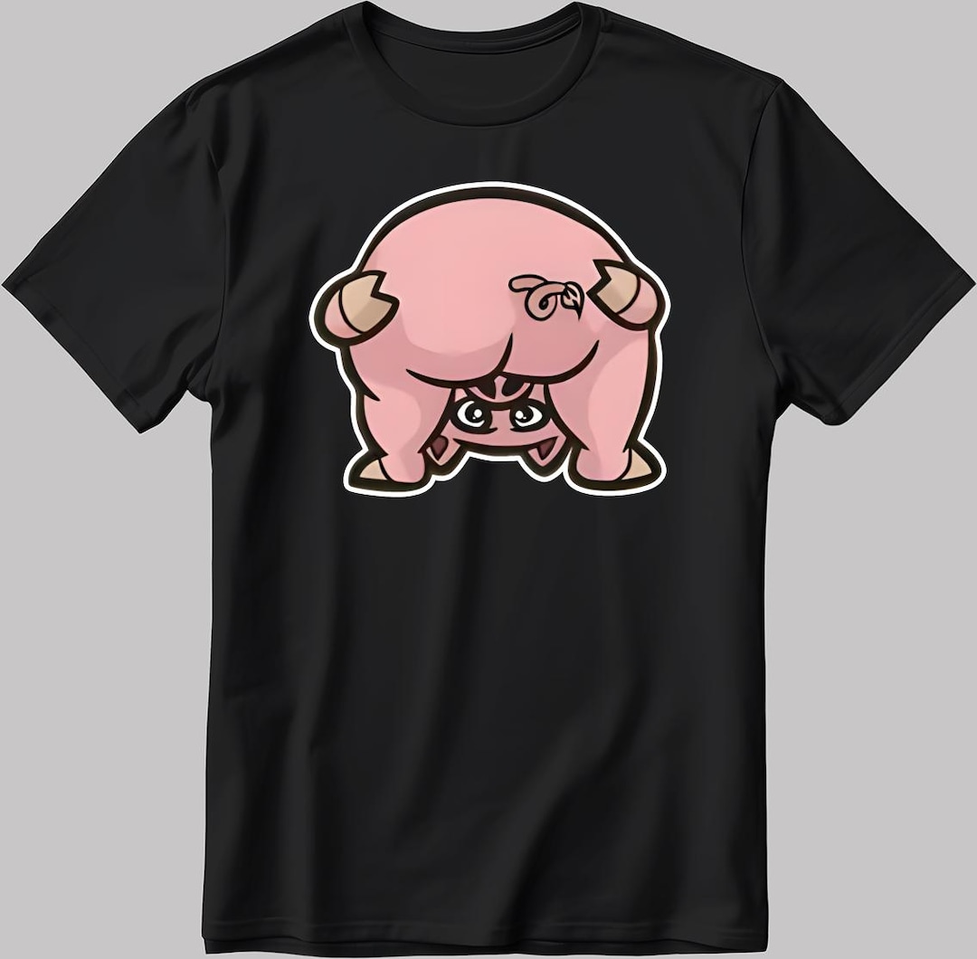 Funny Cartoon Pig Print Short Sleeve White-black Men's / Women's T