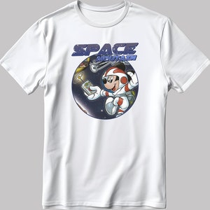 Space Mountain Mickey Mouse Short Sleeve White-Black Men&#39;s / Women&#39;s T Shirt N161