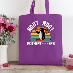Tote Bag, Pingu Noot Noot Motherf***ers single side printing Tote bag K209