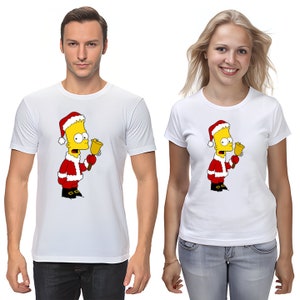 The simpsons christmas Short Sleeve White-Black Men's / Women's T Shirt F192