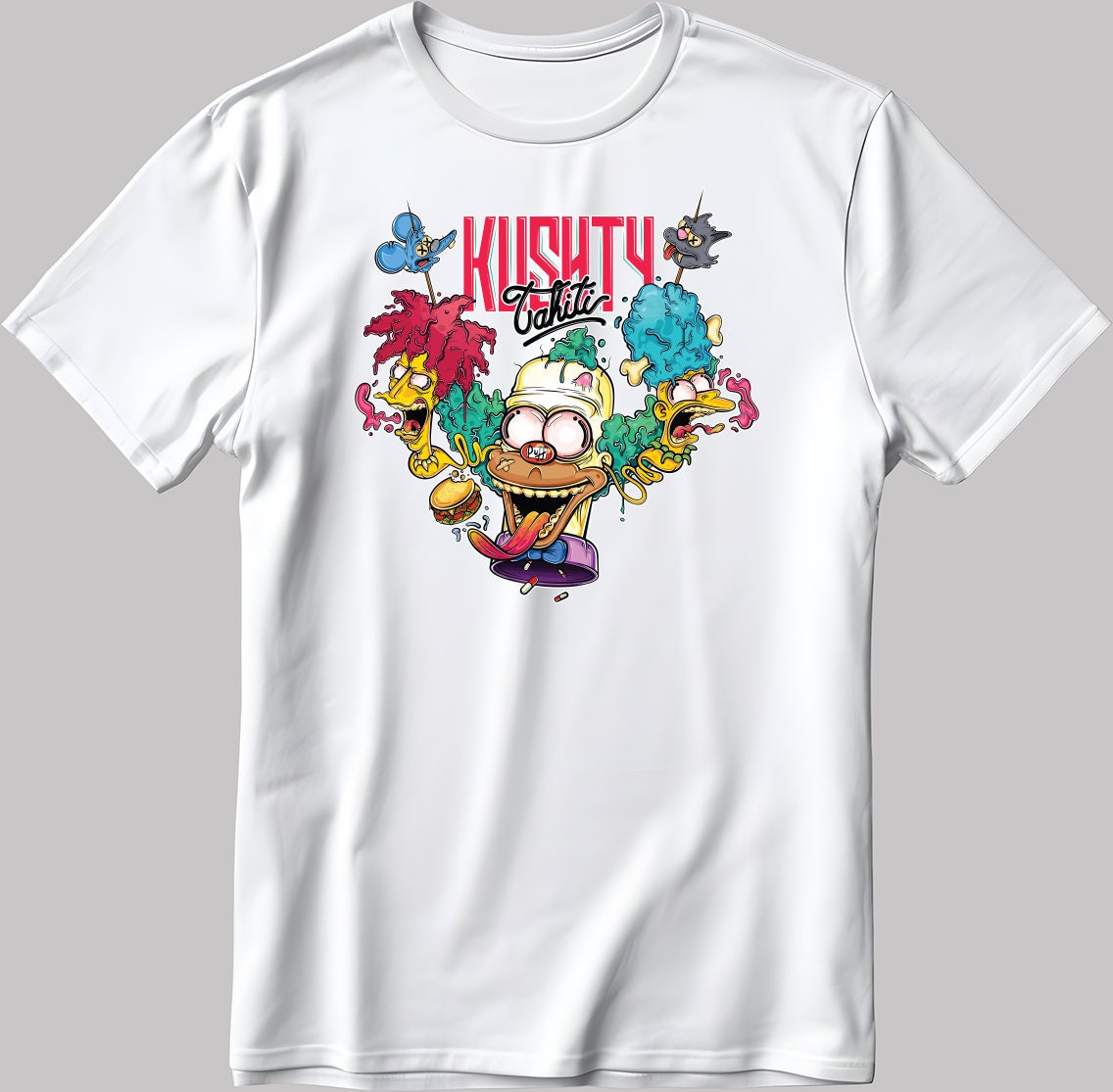 The Simpsons Family Kushty Tahiti Short Sleeve White-black