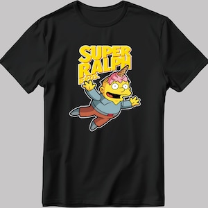 Super Ralph Bros. The Simpsons Short Sleeve White-Black Men&#39;s / Women&#39;s T Shirt N192