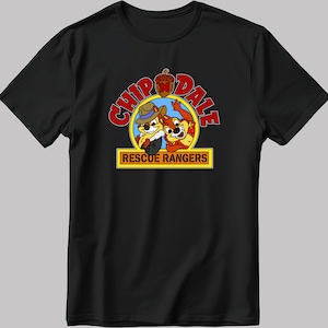 Chip'n Dale Rescue Rangers Short Sleeve White-Black Men's / Women's T Shirt L328
