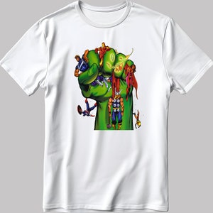 Avengers Characters Hulk Fist Short Sleeve White-Black Men's / Women's T Shirt C246