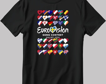 2024 Eurovisie Songfestival Malmö Korte mouw Wit-Zwart Heren / Dames T-shirt TBS