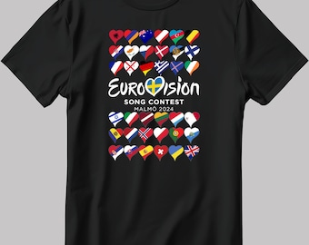 2024 Eurovision Song Contest Malmö  Short Sleeve White-Black Men's / Women's T Shirt TBS