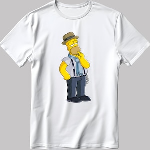 Camiseta de manga corta blanca y negra para hombre/mujer de Los Simpsons, dibujo de Homer Simpson L316