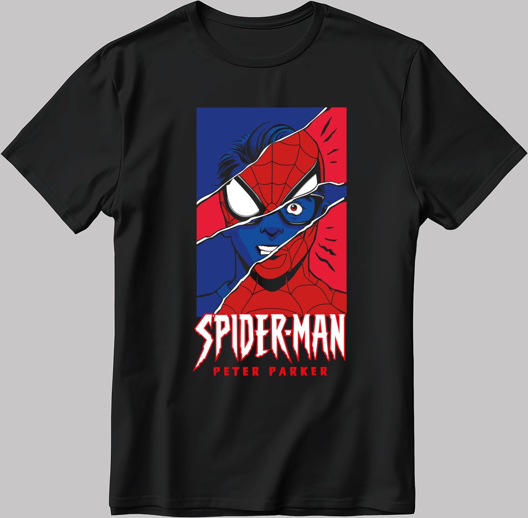 Peter Parker Spider Man Poster Short Sleeve White-black Men's