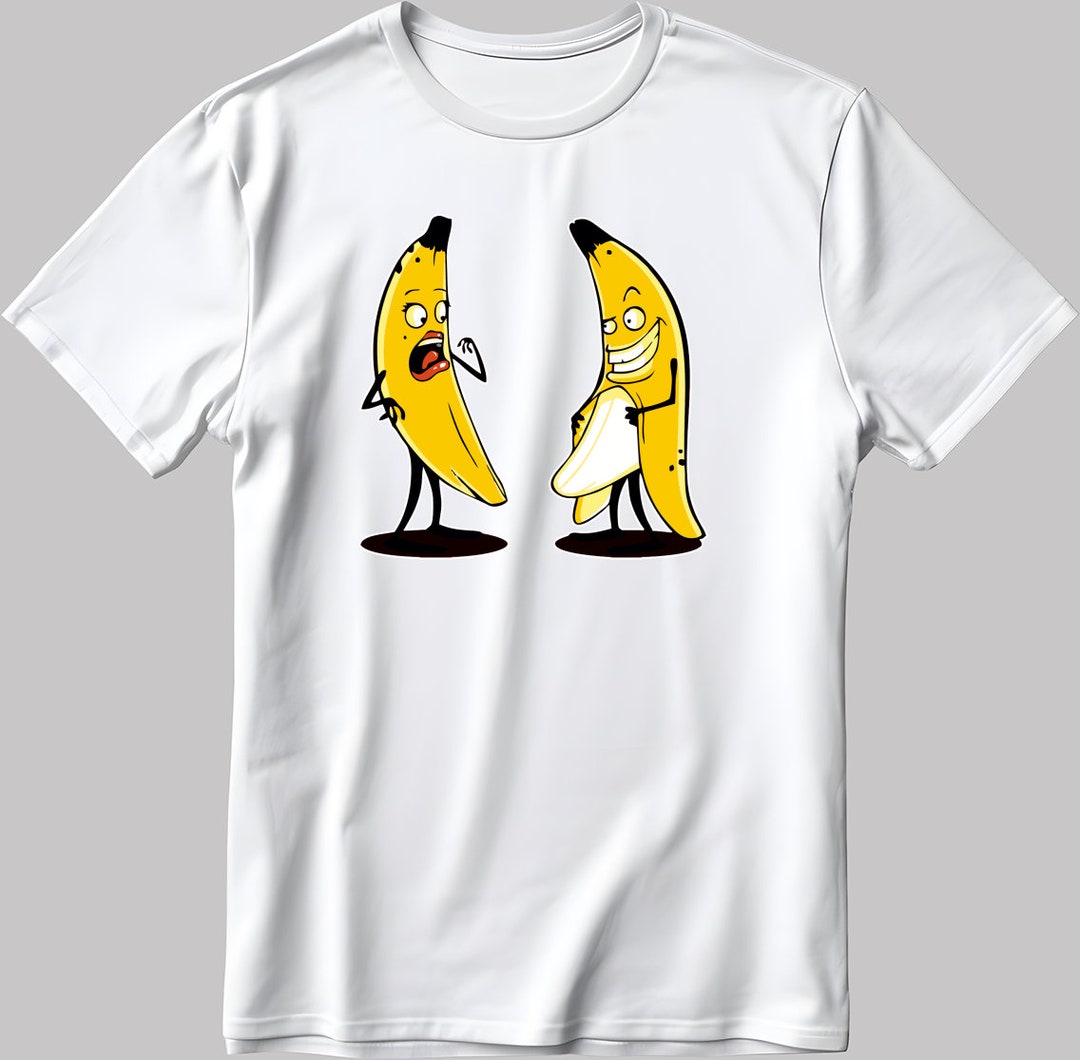 Funny Banana Figure Short Sleeve White-black Men's / Women's T
