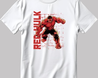 Röd Hulk T-shirt: Kapten Amerika Sköna nya världen, bomullströja P326
