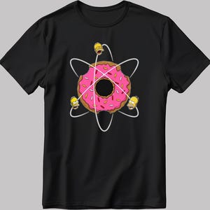 Maglietta a maniche corte da uomo/donna, bianca e nera, con motivo a ciambella di Homer Simpson, P337