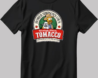 The Simpson Homer Simpson Tomacco Logo, Short Sleeve White-Black Men's / Women's T Shirt F222