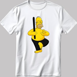 Camiseta de manga corta blanca y negra para hombre/mujer de Los Simpsons, dibujo de Homer Simpson L304