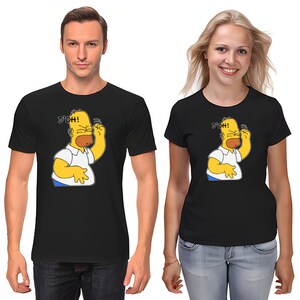The Simpsons,Homer,Marge,Bart,Lisa Figure, Short Sleeve White-Black Men&#39;s / Women&#39;s T Shirt G087