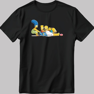 The Simpsons, Simpson drawing Short Sleeve White-Black Men&#39;s / Women&#39;s T Shirt L331