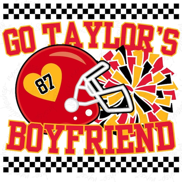 Go Taylor's Boyfriend, Football and Pom Pom with glitter, Red and Gold png, taylors  boyfriend sublimation, taylors bf digital download