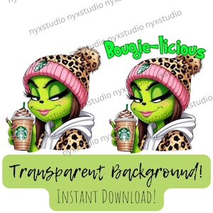 The ORIGINAL Boujee Christmas Green Mean Girl, Cheetah,  Coffee Cup, PNG, Instant Download, Sublimation