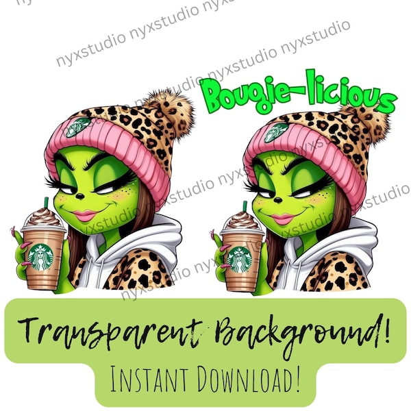 The ORIGINAL Boujee Christmas Green Mean Girl, Cheetah,  Coffee Cup, PNG, Instant Download, Sublimation