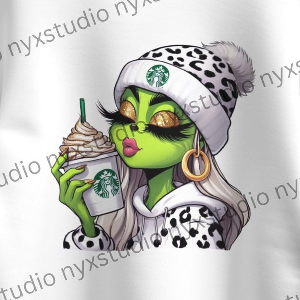 The ORIGINAL Christmas Boujee Green Mean Girl, Cheetah,  Coffee Cup, PNG, Instant Download, Sublimation