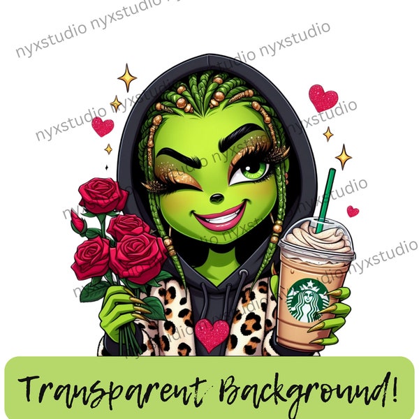 Valentines Green boujee Mean Girl, Cheetah, Hearts, Flowers, Roses,  Coffee Cup, PNG, Instant Download, Sublimation