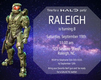 Halo Birthday Party Invite 5x7