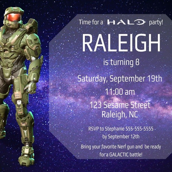 Halo Birthday Party Invite 5x7
