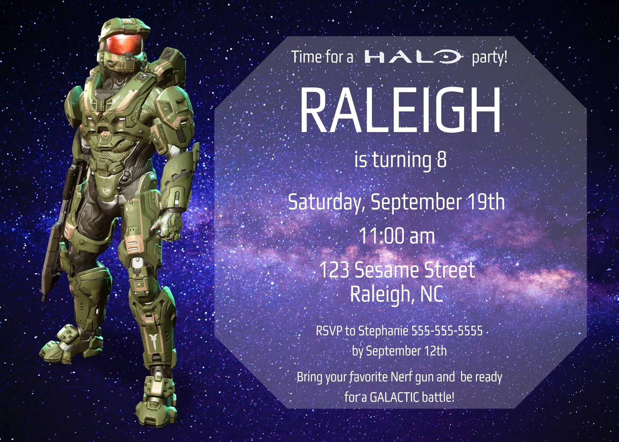 Halo Birthday Party Invite 5x7 - Etsy