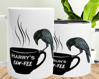 Raven Gift for Raven Coffee Mug Cawfee for Gothic Bird Pun Cup for Crow Lover Gift Mug for Crow Coffee Mug Raven Gift Gothic Dark Academia
