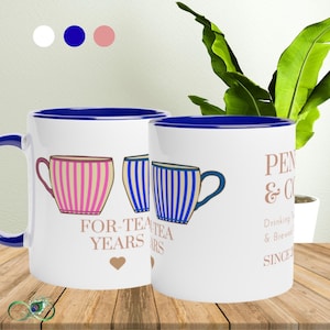 40th For-Tea Years Anniversary Mug Set for Wedding Gifts for Parents Fortieth Ruby Present for Husband, Wife, Grandparents
