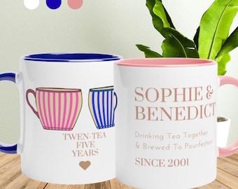 60th Wedding Anniversary Gifts Diamond Wedding Anniversary Gifts for 60 Years Six-Tea Pun Cups for Custom Anniversary Couple Set for Parents
