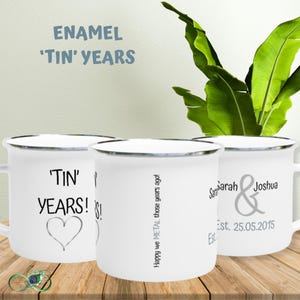 Funny Ten Year Anniversary Gift For Parents 10th Anniversary Enamel Mugs for Tin Wedding Anniversary Gift for Husband & Wife Anniversary 10