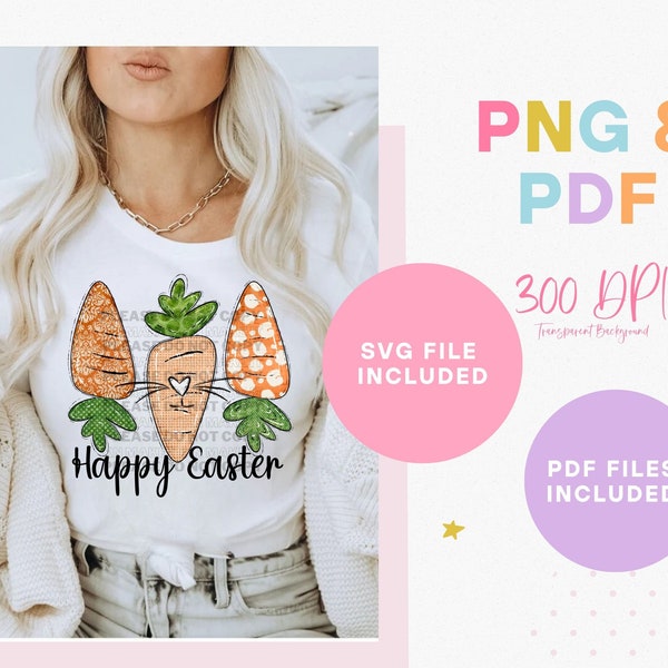 Happy Easter Carrot, Hand Drawn PNG Easter Shirt, Easter PNG, Happy Easter Bunny Png Sublimation Design, Easter DTF Transfer, Easter Day PNg