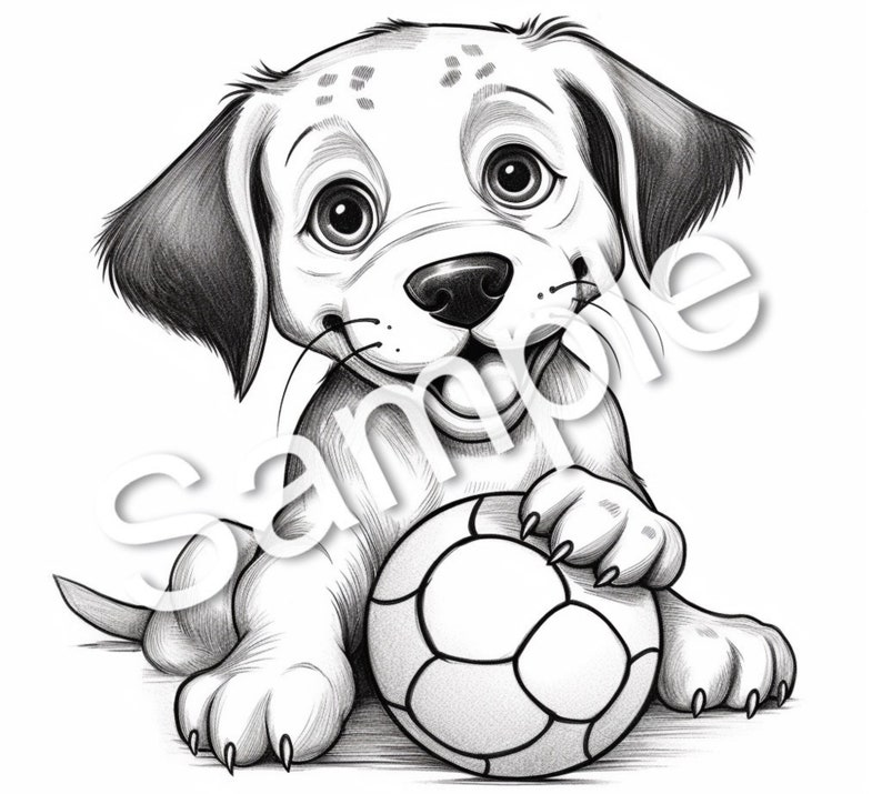 30 Cute Doggies Coloring Pages, Coloring Book, Printables PLUS 3 Bonus