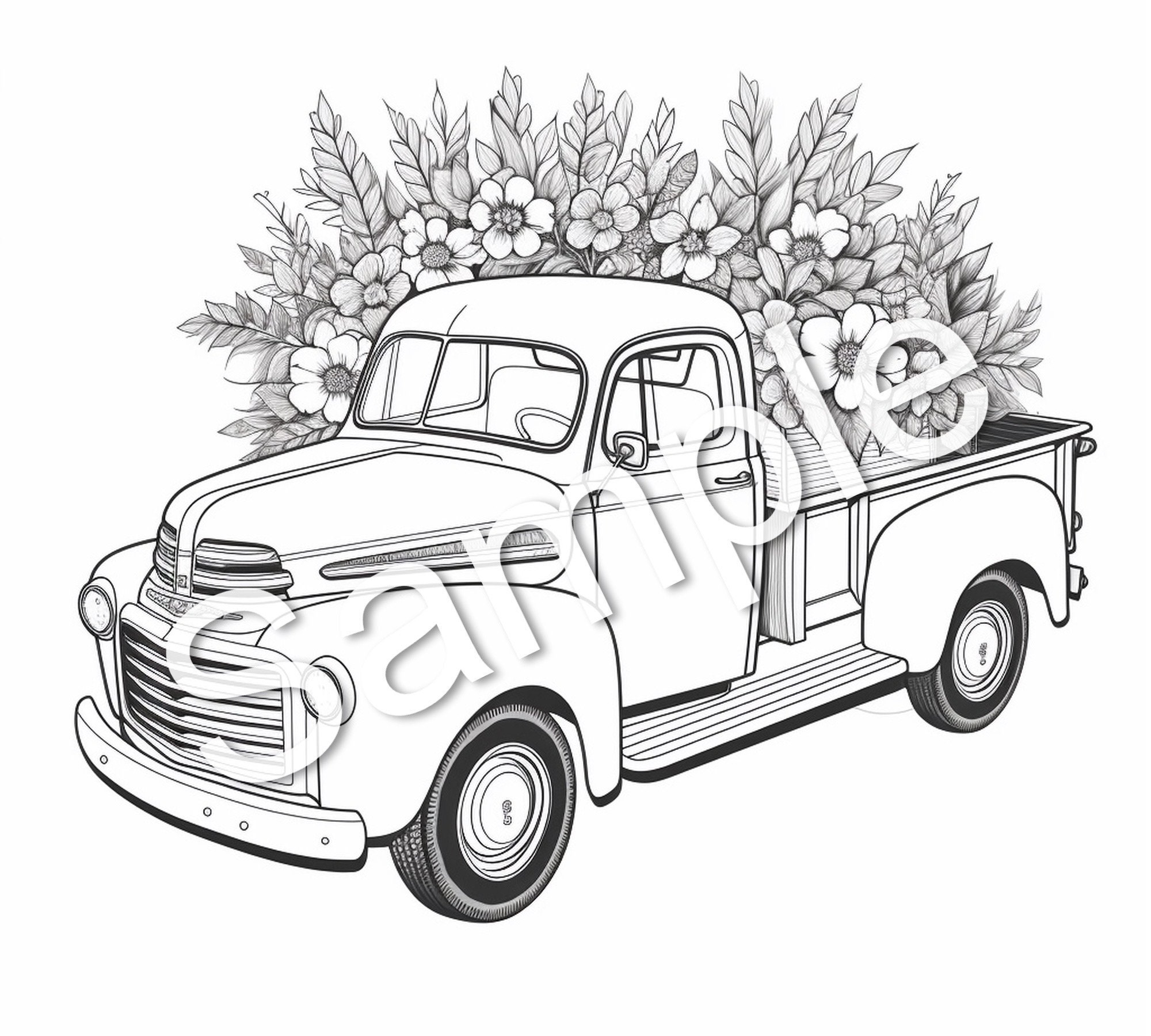 40 Flower Truck Coloring Book, Coloring Pages, Printables - Etsy