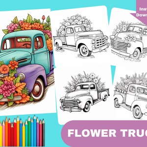 40 Flower Truck Coloring Book, Coloring Pages, Printables - Etsy